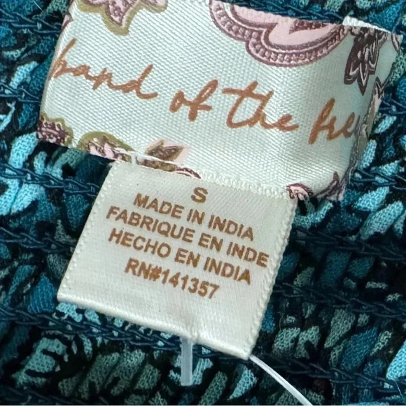 NWT BAND OF THE FREE Elise Teal Floral Boho High Waist Wide Leg Pants Sz Small - Picture 7 of 9